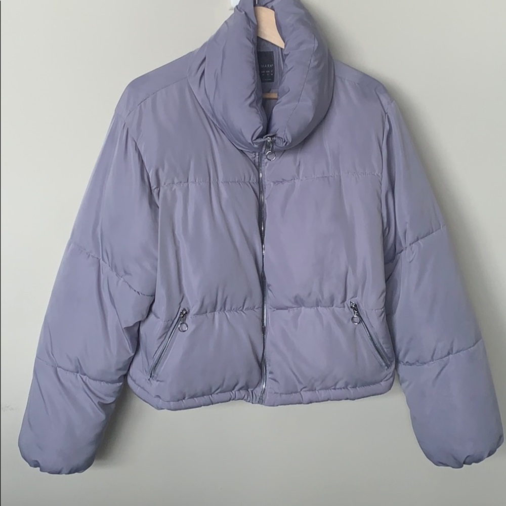 Purple Drawstring Puffer Coat